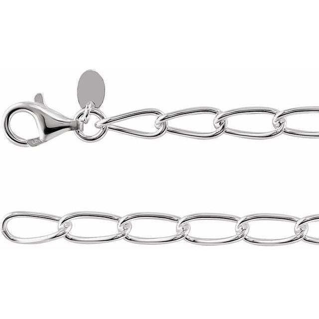 Sterling Silver 4.7 mm Elongated Curb 16' Chain