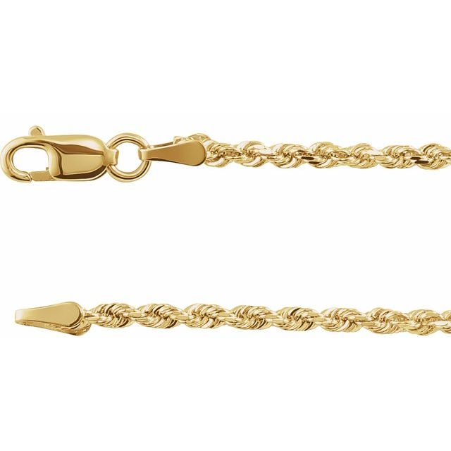 14K Yellow 1.8 mm Diamond-Cut Rope 24' Chain