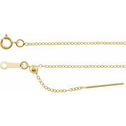 14K Yellow 1.1 mm Adjustable Threader Cable Cable 6-8' Chain