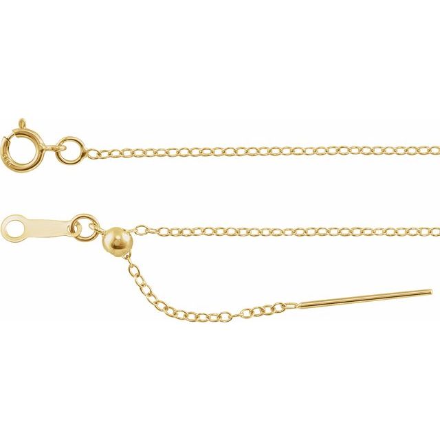 14K Yellow 1.1 mm Adjustable Threader Cable 16-22' Chain