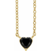 14K Yellow Natural Black Onyx Heart 16-18' Necklace