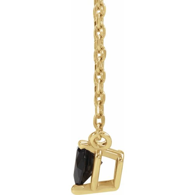 14K Yellow Natural Black Onyx Heart 16-18' Necklace