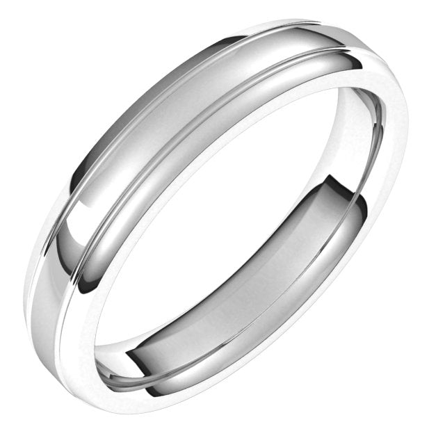 Sterling Silver 4 mm Grooved Beveled-Edge Band Size 9.5