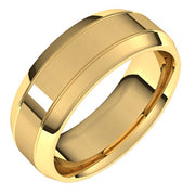 14k Yellow 7 Mm Grooved Beveled-edge Band Size 12