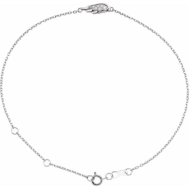 Sterling Silver .015 CTW Natural Diamond Angel Wing 6 1/2-7 1/2' Bracelet