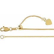 14K Yellow 1 mm Adjustable Wheat 16-22' Chain