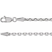 14K White 2.5 mm Diamond-Cut Cable 20' Chain