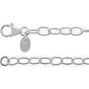 Sterling Silver 3.5 Mm Knurled Cable  7' Chain