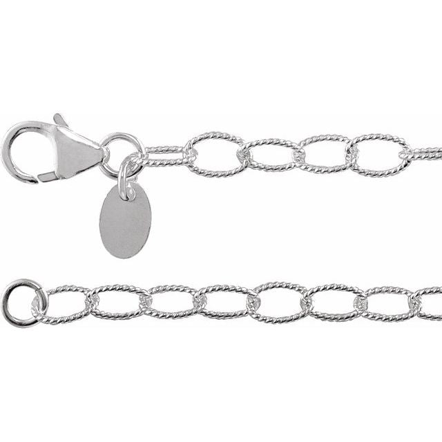 Sterling Silver 3.5 Mm Knurled Cable 16' Chain