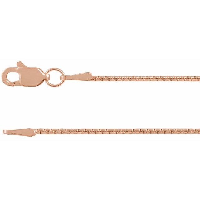 14K Rose 1 mm Rounded Box 18' Chain