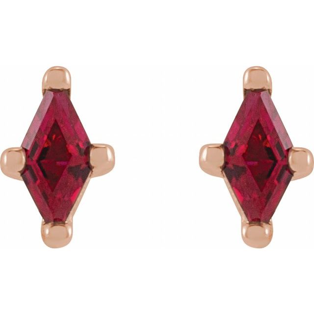 14K Rose 4x2 mm Lab-Grown Ruby Earrings