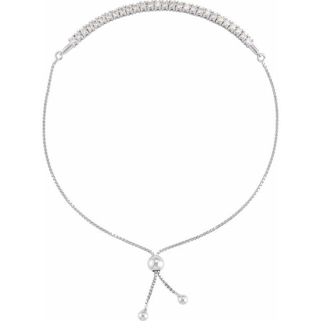 14K White 1 CTW Lab-Grown Diamond Bolo 9 1/2' Bracelet