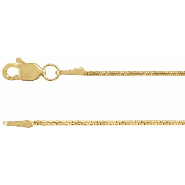 14K Yellow 1 mm Rounded Box 7' Chain