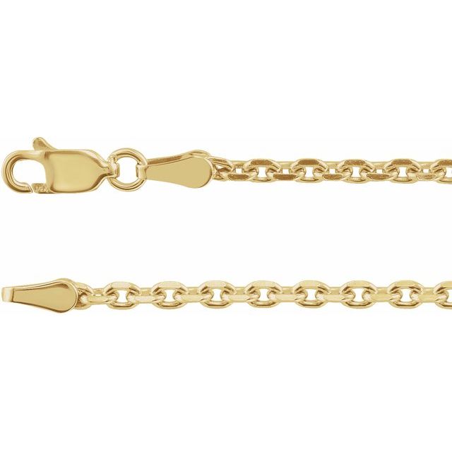 14K Yellow 2.5 mm Diamond-Cut Cable 20' Chain