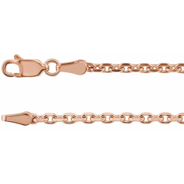 14K Rose 2.5 mm Diamond-Cut Cable 16' Chain