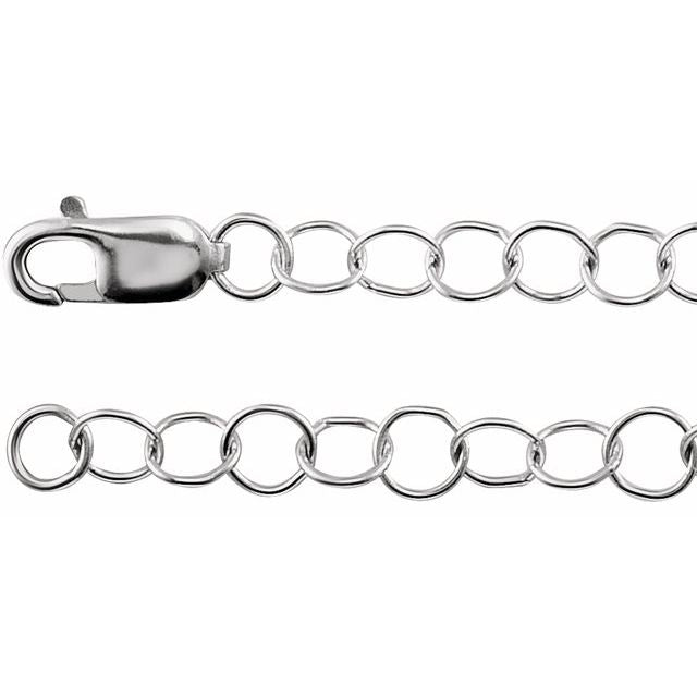 14K White 3.5 mm Round Cable 18' Chain