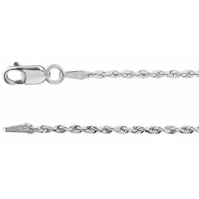 Sterling Silver 1.3 Mm Diamond-cut Rope 16' Chain