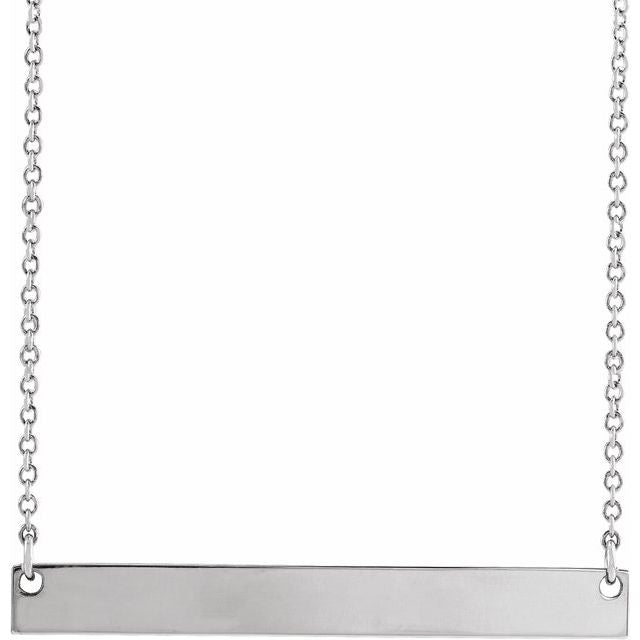Sterling Silver Engravable Bar 16' Necklace