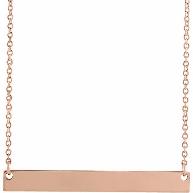 14K Rose Engravable Bar 18' Necklace
