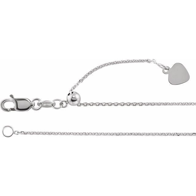 14K White 1 mm Adjustable Cable 16-22' Chain
