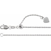 14K White 1 mm Adjustable Rope 16-22' Chain