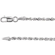 14K White  1.8 mm Diamond-Cut Rope 20' Chain