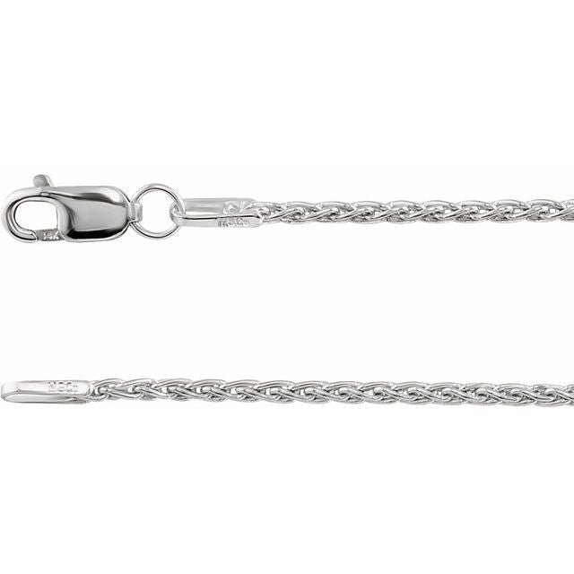 14K White 1.25 mm Wheat 7' Chain