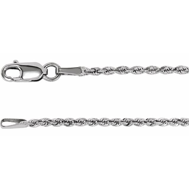 Sterling Silver 1.6 mm Diamond-Cut Rope 20' Chain