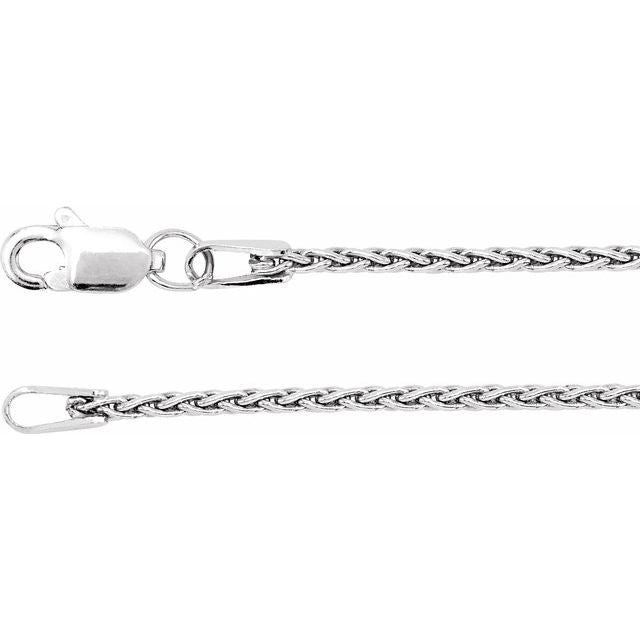 14K White 1.25 mm Wheat 7' Chain