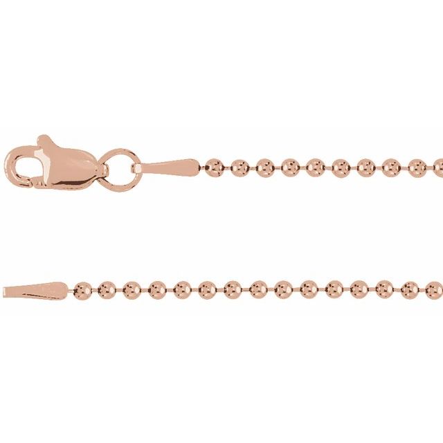 14K Rose 1.5 mm Hollow Bead 24' Chain