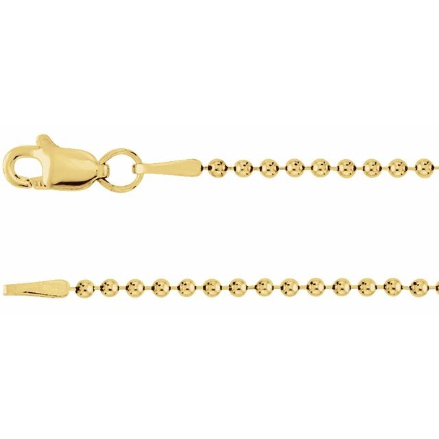 14K Yellow 1.5 mm Hollow Bead 24' Chain