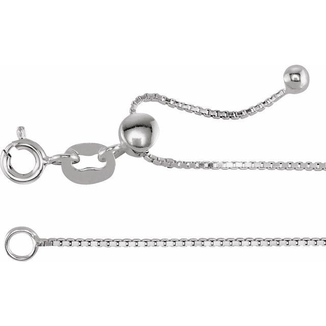 Sterling Silver .75 mm Adjustable Box 16-22' Chain