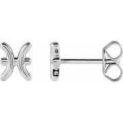 14K White Pisces Zodiac Earrings