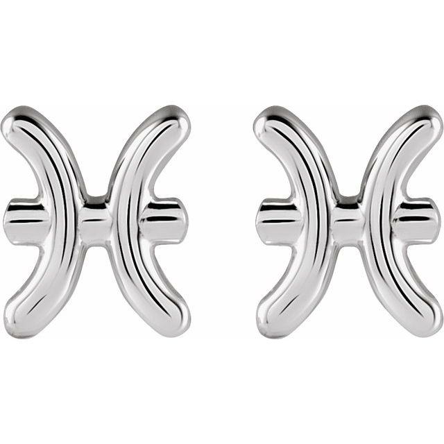 14K White Pisces Zodiac Earrings
