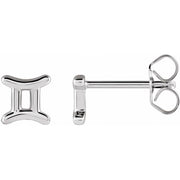 14K White Gemini Zodiac Earrings