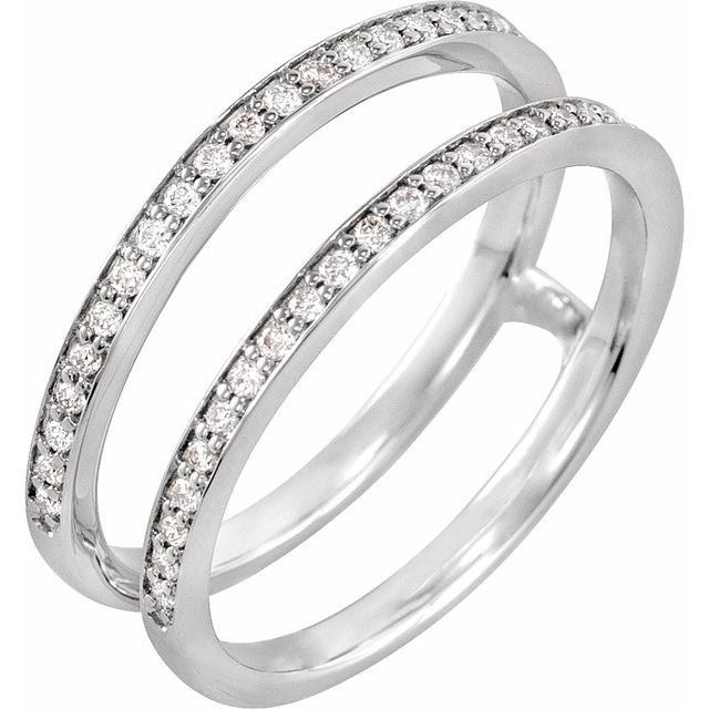 14k White 1/5 Ctw Natural Diamond Ring Guard