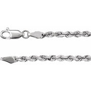 14K White 2.8 mm Diamond-Cut Rope 24' Chain