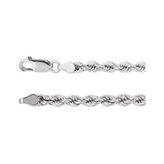 14K White 4 mm Rope 18' Chain