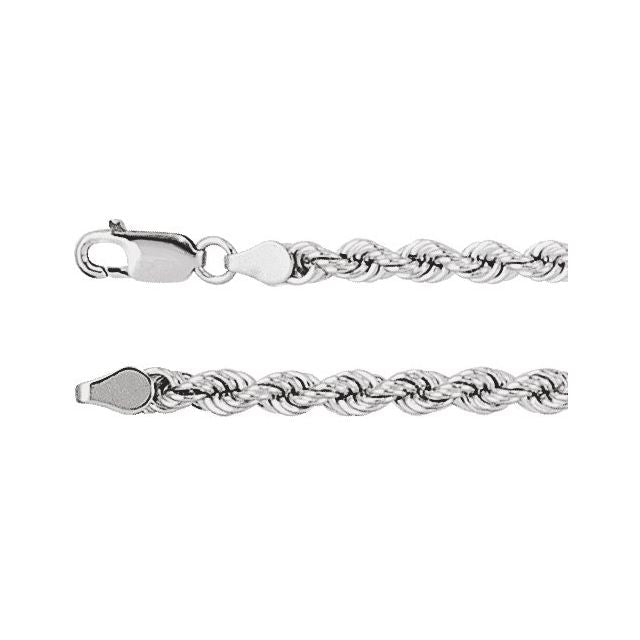 14K White 4 mm Rope 18' Chain