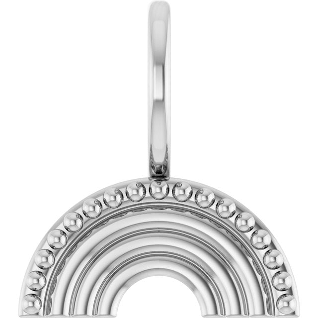 14K White 13.5x12 mm Rainbow Charm/Pendant