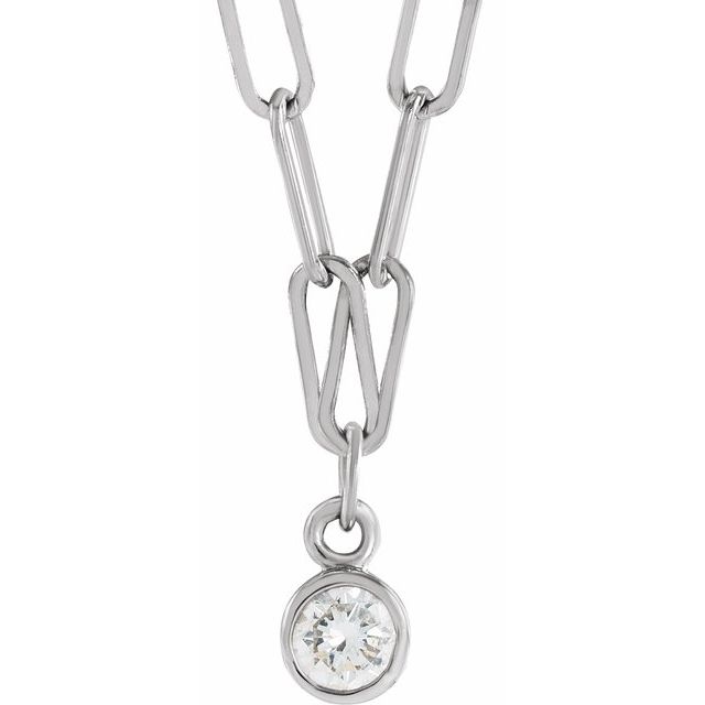 14K White 1/10 CT Natural Diamond Micro Bezel-Set 18' Necklace