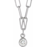 14k White 1/10 Ct Natural Diamond Micro Bezel-set 16' Necklace