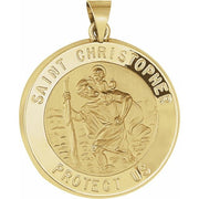 14K Yellow 25 mm Hollow Round St. Christopher Medal