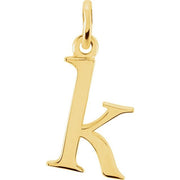 14K Yellow Lowercase Initial K Pendant