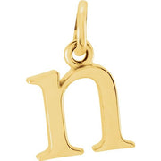 14K Yellow Lowercase Initial N Pendant