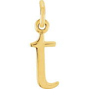 14K Yellow Lowercase Initial T Pendant
