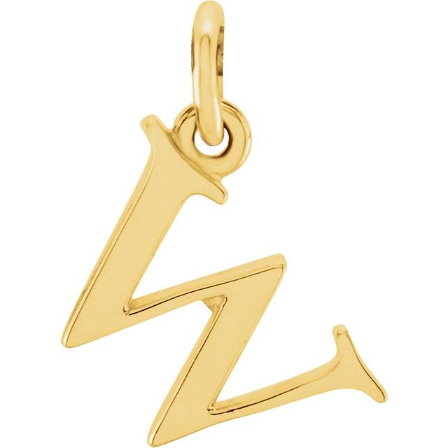14K Yellow Lowercase Initial W Pendant