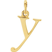 14K Yellow Lowercase Initial Y Pendant