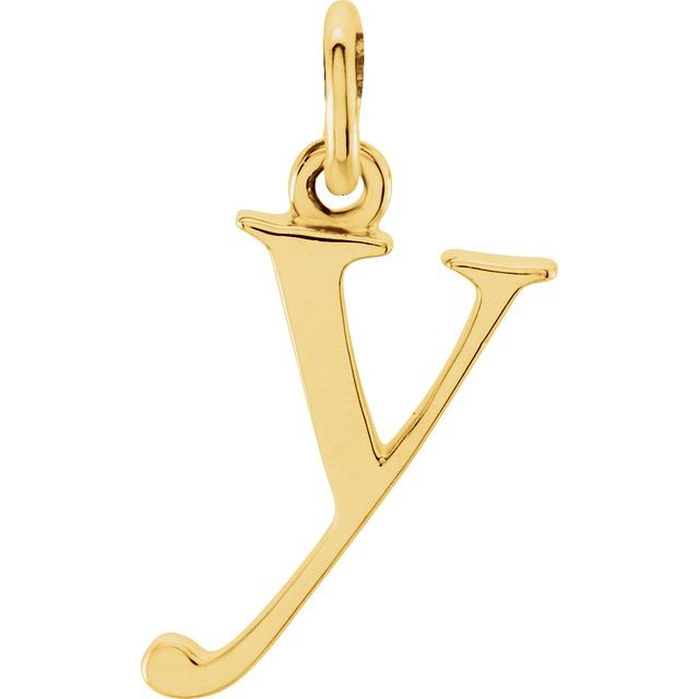 14K Yellow Lowercase Initial Y Pendant