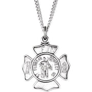 Sterling Silver 16.7x9 mm St. Florian Medal 18' Necklace